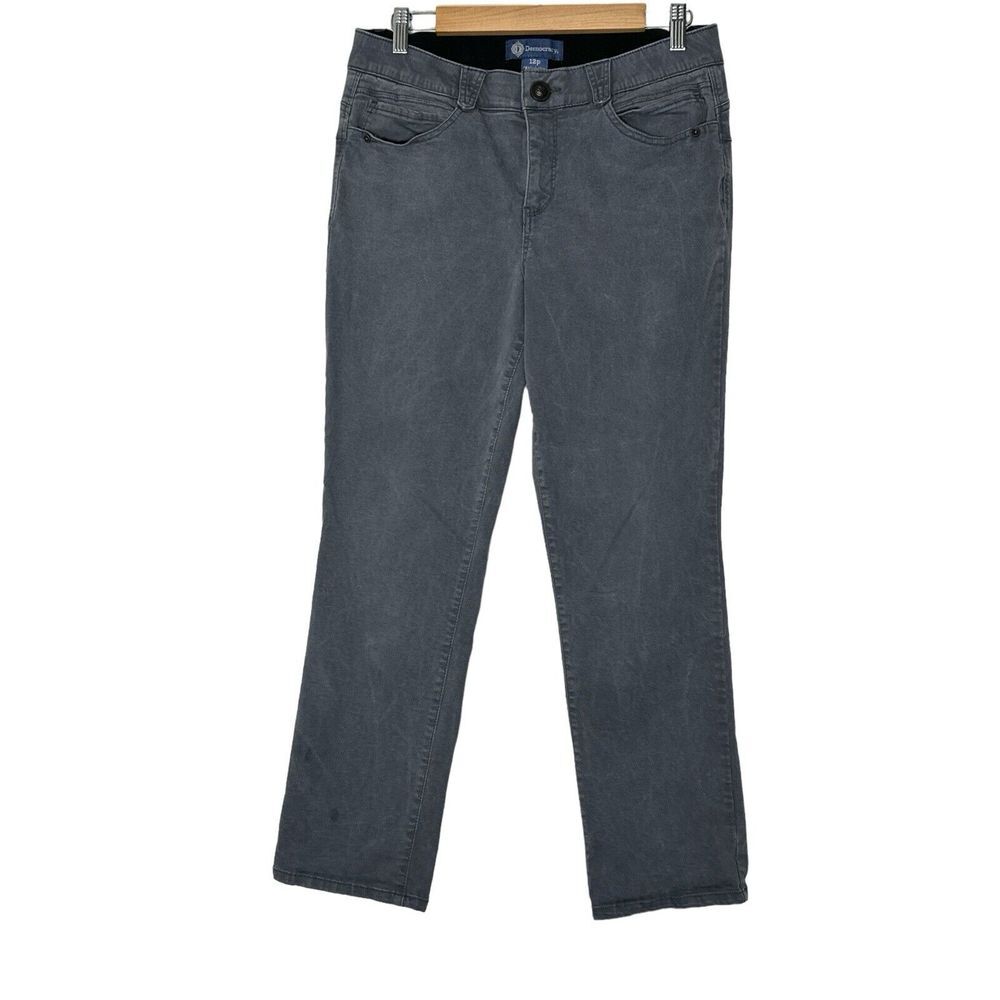 Democracy Jeans Women's 12p Gray Stretch Denim Skinny Ankle Ab Solution Pants